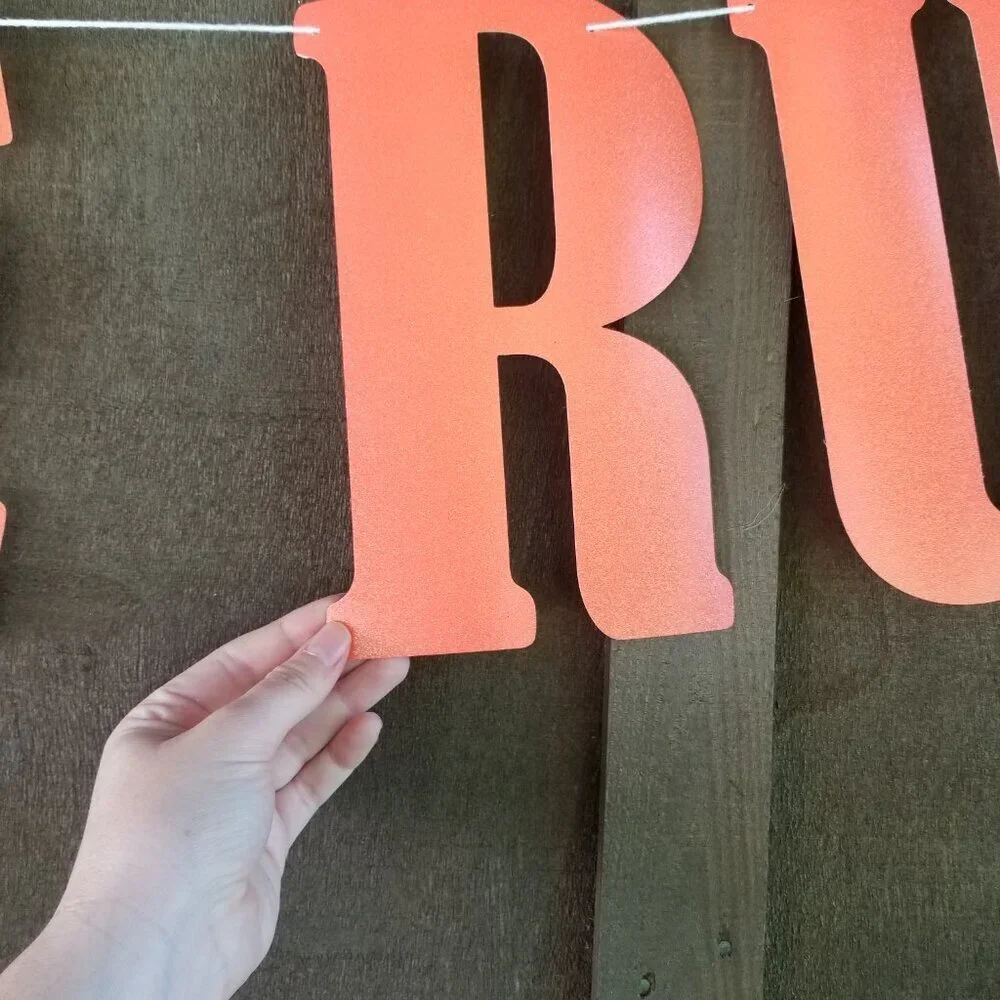 SCIENCE RULES- Paper Banner, Glitter, Coral Orange